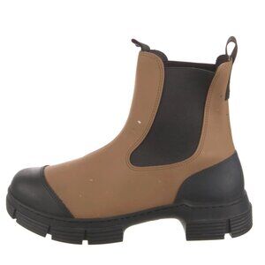 Ganni Rubber Ankle Rain Boots in Brown